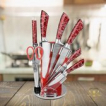 Relaxreus | Professionele messenset in houder | Shiny red | Hoogwaardig RVS | 360° draaibaar | Rood / wit design | Ergonomisch handvat Relaxreus | Professionele messenset in houder | Shiny red | Hoogwaardig RVS | 360° draaibaar | Rood / wit design | Ergonomisch handvat