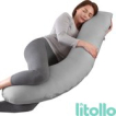 Litollo® Zwangerschapskussen (J-vorm) - Zijslaapkussen - Voedingskussen - Lichaamskussen - Body pillow - 145cm - Afneembare hoes - Grijs Litollo® Zwangerschapskussen (J-vorm) - Zijslaapkussen - Voedingskussen - Lichaamskussen - Body pillow - 145cm - Afneembare hoes - Grijs