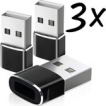 Dutch Quality® - 3 set - USB-A naar USB-C Adapter - USB A to USB C Converter Hub - Zwart - 3 Stuks Dutch Quality® - 3 set - USB-A naar USB-C Adapter - USB A to USB C Converter Hub - Zwart - 3 Stuks