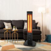 Infrarood staande warmtestraler met thermostaat, infrarood verwarming voor binnen en buiten, 2 warmtestanden, standaard, draagbaar, elegant design, 1200 watt, zwart Infrarood staande warmtestraler met thermostaat, infrarood verwarming voor binnen en buiten, 2 warmtestanden, standaard, draagbaar, elegant design, 1200 watt, zwart