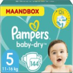 Pampers Baby-Dry Luiers - Maat 5 (11-16 kg) - 144 stuks - Maandbox Pampers Baby-Dry Luiers - Maat 5 (11-16 kg) - 144 stuks - Maandbox