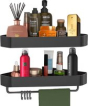 Goliving Doucherek 2 laags - Doucherek zonder boren - Doucherekje hoek - Douchemandje - Badkamerrek - Badkamer accessoires - Zwart Goliving Doucherek 2 laags - Doucherek zonder boren - Doucherekje hoek - Douchemandje - Badkamerrek - Badkamer accessoires - Zwart