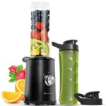 KitchenBrothers Mini Blender - Smoothie Maker - 2 To-Go Bekers - 350W - Zwart KitchenBrothers Mini Blender - Smoothie Maker - 2 To-Go Bekers - 350W - Zwart